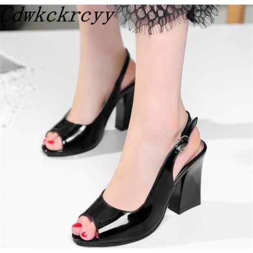 Summer New pattern fashion Europe America Simplicity Fish mouth Women sandals white black Apricot High-heeled Women sandals