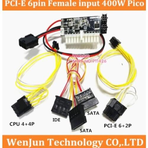 PCI-E 6pin Female Input DC-ATX-400W Power Supply Module Swithc Pico PSU Mini ITX High DC-ATX 24pin power module ITX Z1
