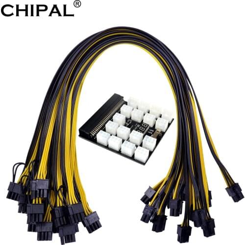 CHIPAL 12V 64Pin Power Module Breakout Board + 17pcs 12pcs 6Pin to 8Pin Power Cable for HP 1200W 750W PSU for Video Card
