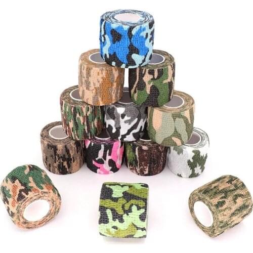 6 Rolls/Set Camouflage Self Adhesive Elastic Bandage Outdoor Sport Non-woven Fabric Kinesiology Tape Wrap Hunting Ankle Knee