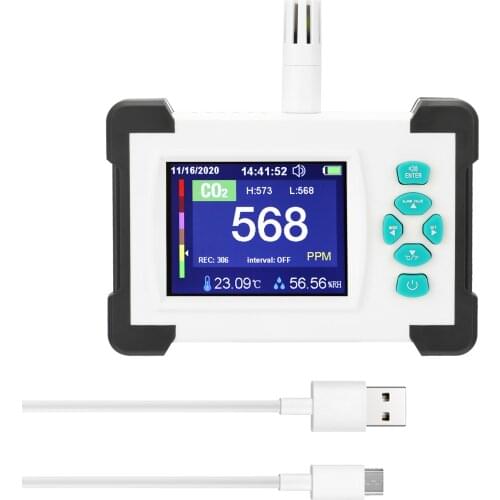 Professional CO2 Meter Detector Carbon Dioxide Monitor USB Temperature Humidity Meter Air Quality Detector Gas Analyzer