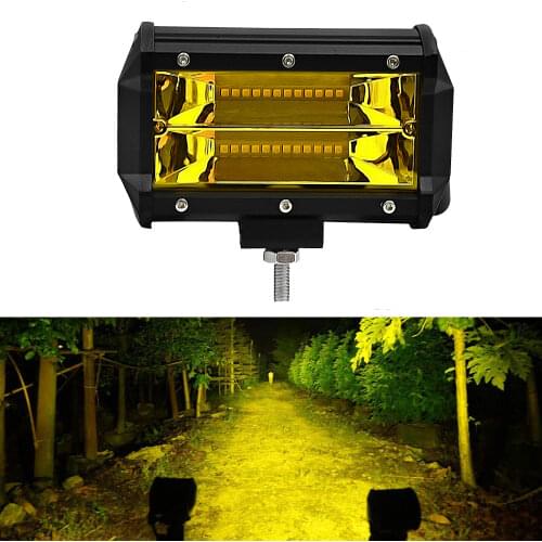 Yellow Work Light 72W 5inch Fog Light Bar Driving Lamp Offroad Waterproof IP67 For Jeep ATV Car SUV Motorcycle Truck Turn Signal