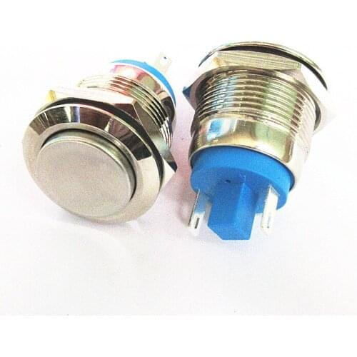 Silver Contact 19MM High Flat Round Metal Button Waterproof Reset Switch Welding Foot Doorbell Car Modification SWITCH JYL19GY