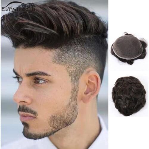 Thin Swiss Lace Men Wig Natural Human Hair Toupee Full Lace Wig Men Toupee Human Hair Units Pieces Hair Replacement System