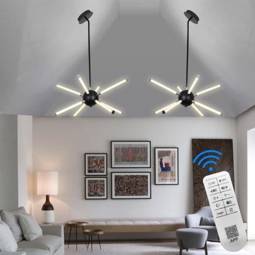 Chrome plating Modern Led Chandeliers For Living Room Bedroom Dining Room Kitchen Chandeliers Acrylic light pipe Indoor lighting