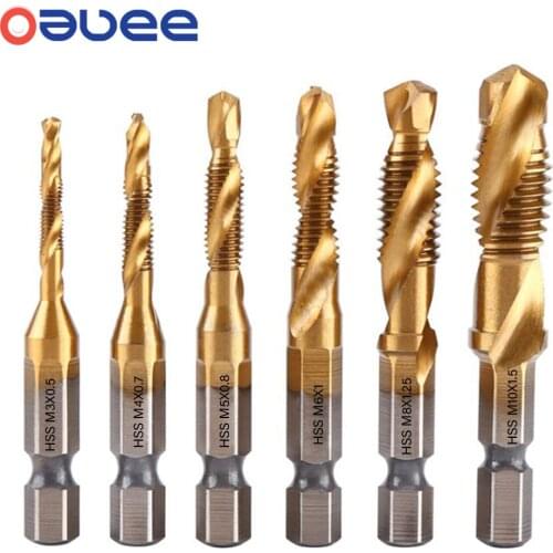 Tap Drill Titanium Plated Hex Shank HSS Screw Thread Metric Tap Drill Bits Screw Machine Compound M3 M4 M5 M6 M8 M10 Hand Tools