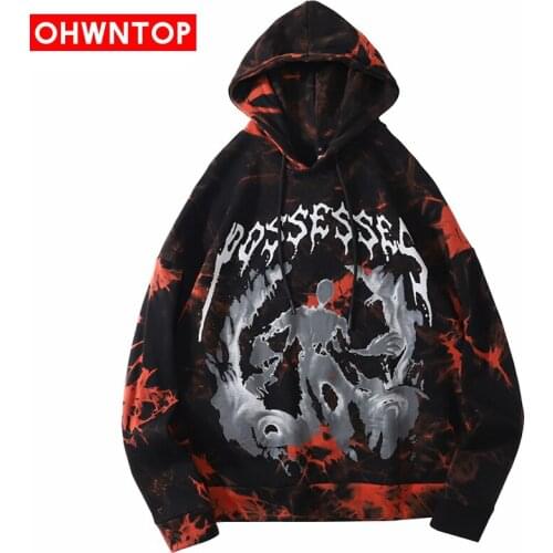 Men Tie Dye Illusion Graphic Print Sweatshirts Hoodies Streetwear Harajuku Hip Hop Casual Hooded Sweat Shirt Tops Autumn Pullovr