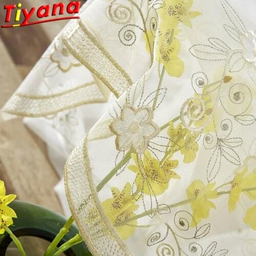 Vine Flower Thread Embroidered Window Screen Curtains for Living Room Elegant Flowers Tulle for Balcony #VT