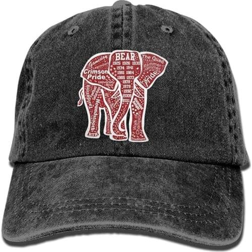 Unisex Vintage Cotton Snapback Caps Men Baseball Cap Hats Unique Alabama Red Elephant Pattern Hat Vintage Cotton Denim