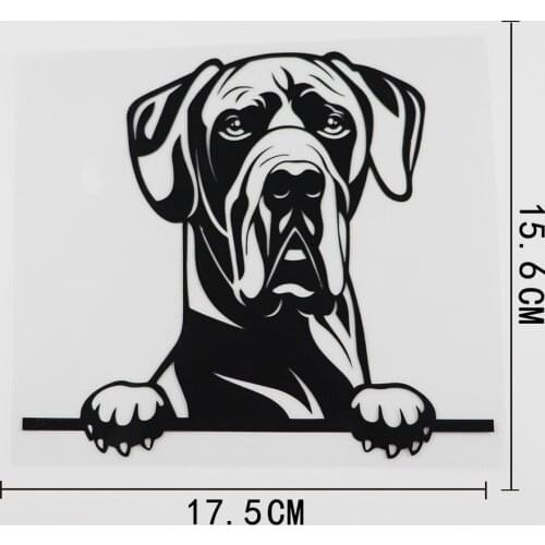 17.5CMX15.6CM Funny Great Dane Dog Decal Peeking Dog Vinyl Car Sticker Black/Silver 8A-0044
