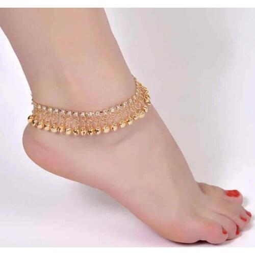 Vintage Women Rhinestone Bell Tassel Anklet Foot Chain Bracelet Jewelry Gift bracelet ete 2021 браслет на ногу из камня