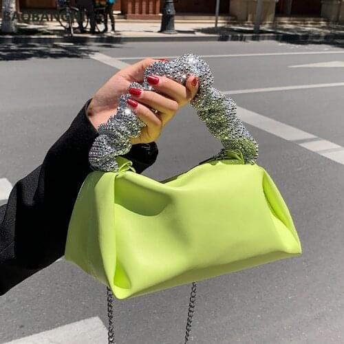 Diamond Pleated Tote bag Summer New High-quality Soft PU Leather Womens Designer Handbag Chain Shoulder Messenger Bag