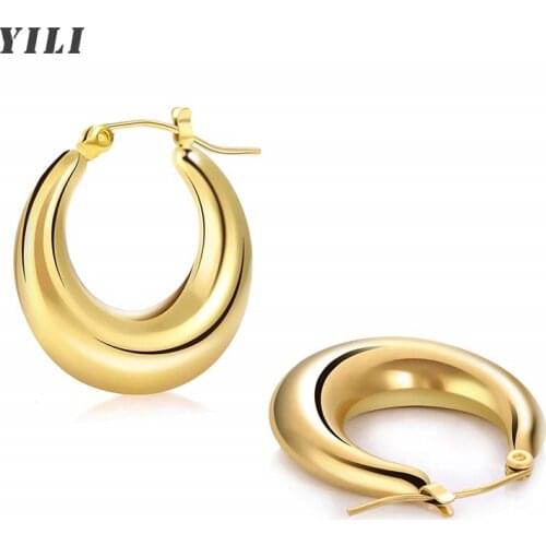 Chunky Gold Hoop Earrings for Women Thick Hoop Earrings 14k Gold Plated Earrings Hypoallergenic Minimalist Jewelry Gift