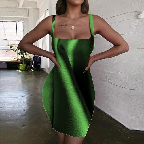 Giyu Brand Novelty Dresses Women Green Bodycon Dress Creativity Halter Sleeveless Harajuku Vestido Sexy Womens Clothing Summer