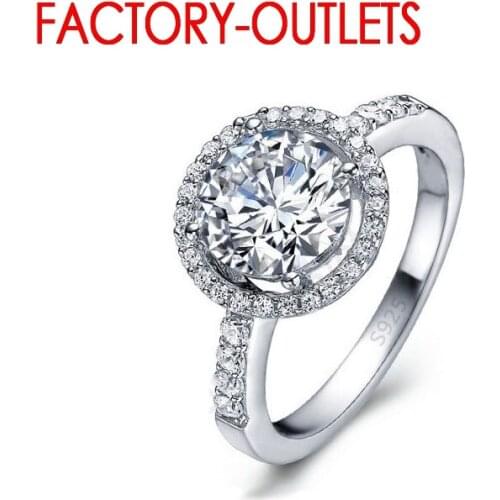 925 Sterling Silver Ring Fashion Jewelry Round Cubic Zirconia Prong Setting Women Girls Party Engagement Wholesale