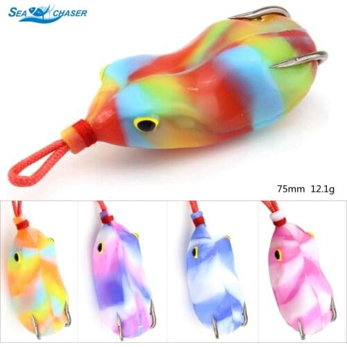1PCS Colorful frog Soft Fishing Lure 75mm 12g Topwater Soft bait tube japan plastic fishing lures 2 treble hooks fishing fish
