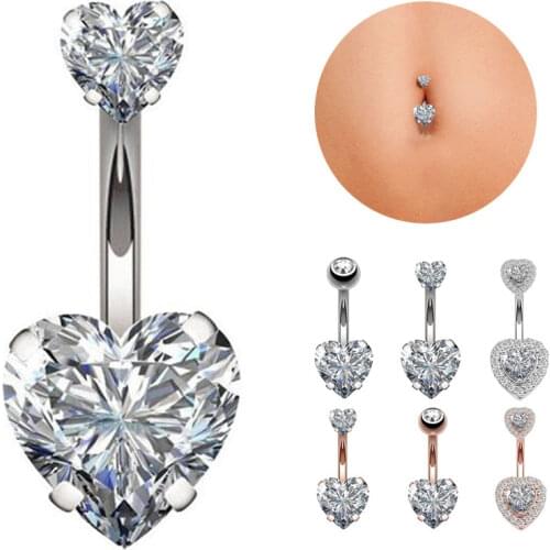 1PC Steel Belly Button Rings Crystal Piercing Navel Heart Style Navel Piercing Earring Belly Piercing Sexy Body Jewelry Ombligo