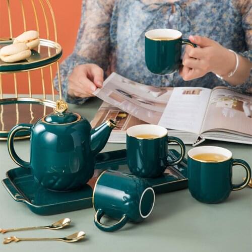 10pcs Nordic Coffee Set Water Bottle Luxury Ceramic Tea Set Pot Cup Ceramic Mug Sugar Bowl Creamer Teapot Drinkware Coffeeware