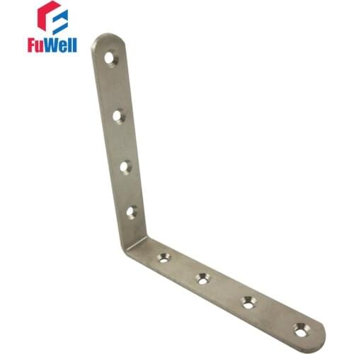 2pcs 125mm x 125mm 90 degree Corner Brackets 3mm Thickness Stainless Steel Angle Bracket for Bed Cabinet Table Furniture