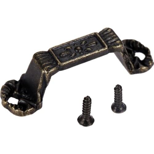 20pcs Antique Bronze Drop Pull Furniture Mini Handle Cabinet Knob w/screw Door Vintage Jewelry Chest Drawer 40*10mm Old Fashion