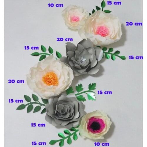 2018 Giant Crepe Paper Flowers Artificial Flores Artificiale 6PCS+ 6 Leaves For Wedding & Event Backdrop Baby Nursery Hot Mix