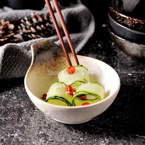 4.5-inch Japanese-style Ceramic Handle Bowl Home Snack Dish Dipping Sauce Bowl Hot Pot Retro Creative Restaurant Tableware