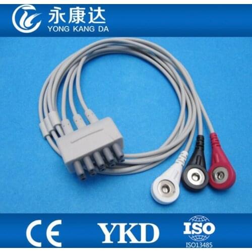 3pcs/pack GE-marqutte 3 lead ECG cable AHA snap for patient monitor with CE&ISO13485 medical TPU