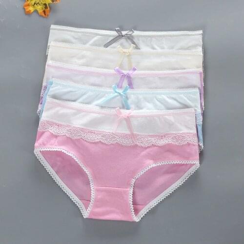 5 Pcs Kids Underwear Floral Candy Colors Young Girl Briefs for Teenage Girls Short Lace Panties Pants Underpants girls panties