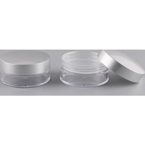 50PCS 50ML Clear Plastic Loose Powder Case with 2 Shape of Sifter, Portable Cosmetic Jar with Silver Cover, High-grade Makeup