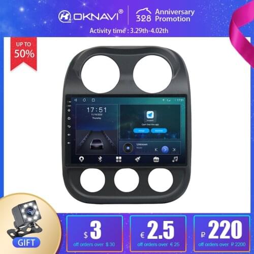 6G 128G Android 10.0 Multimedia GPS Car Radio Stereo For Jeep Compass 2010-2016 Wireless Carplay Auto No 2 Din DVD 10 Inch Gift