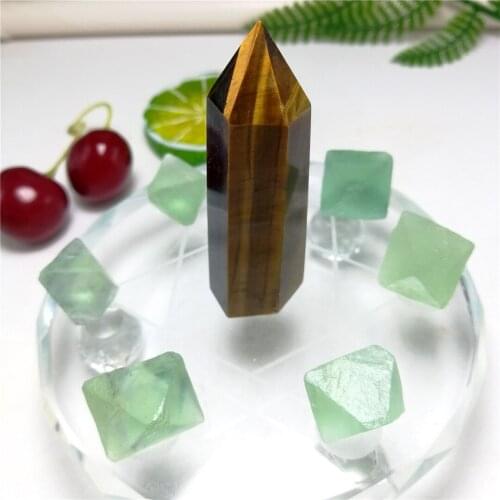 8cm New arrivals 100% Natural tiger eye grid seven chakra quartz crystal tower point wand healing crystals gift for home decor