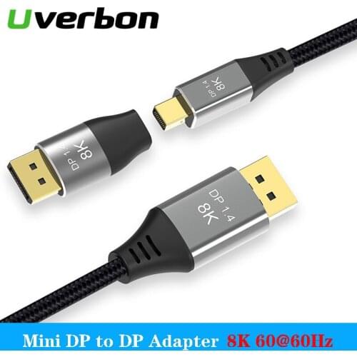8K 60Hz Mini DP to DP Adapter Cable DP1.4 Male to Mini DP Female Video Audio Converter Extender For PC HDTV Laptop Video