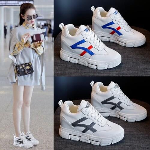 Koovan Increasing White Womens Sneakers 2020 Autumn New Color Lace-up Breathable Casual Sports Women Shoes Boots for Ladies