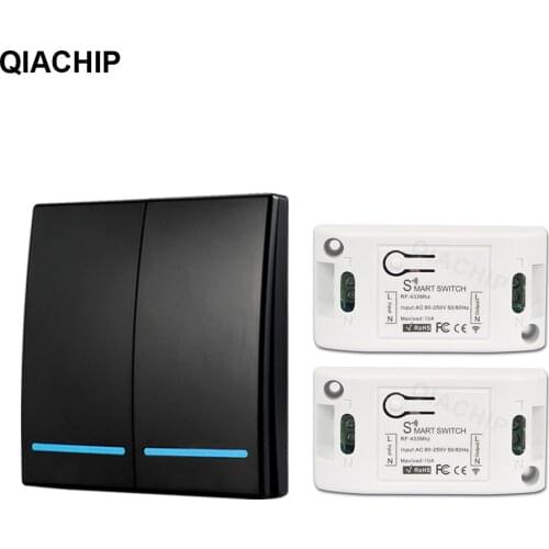 QIACHIP 433 Mhz Wireless RF Remote Control Switch Light AC 110V 220V 1CH Relay Receiver Wall Panel Bedroom Ceiling Lamp Switch