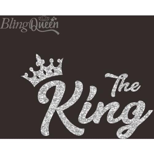 BlingQueen 12PCS/LOT The King Patches for clothing Hot Fix Iron On Glitter Heat Transfers Vinyl Stickers