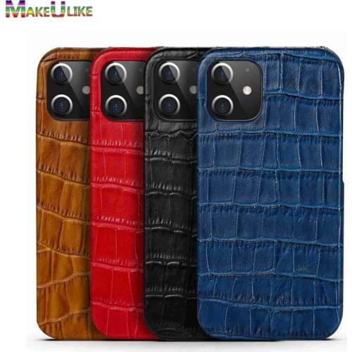 Genuine Leather Case For iPhone 12 Mini Pro MAX Case Luxury Alligator Phone Hard Back Cover For Phone12Pro Max 12mini Max Case