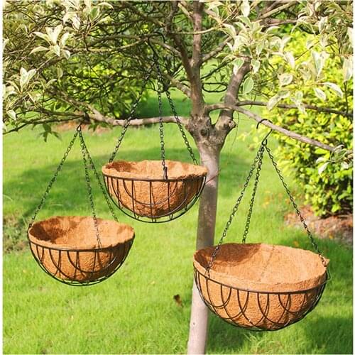 Rustic Wrought Iron Coconut Palm Flowerpot Creative Chlorophytum Round Balcony Hanging Planter