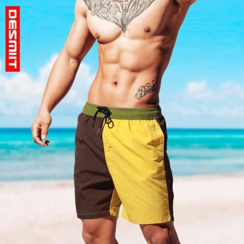 DESMIIT Men Swimwear Beach Shorts Swimsuit Patchwork Quick Dry Swimming Trunks Surffing Boxer Briefs Maillot De Bain Homme 2020