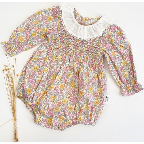 Baby onesies spring autumn long-sleeved floral pattern princess baby girls rompers toddler jumpsuit
