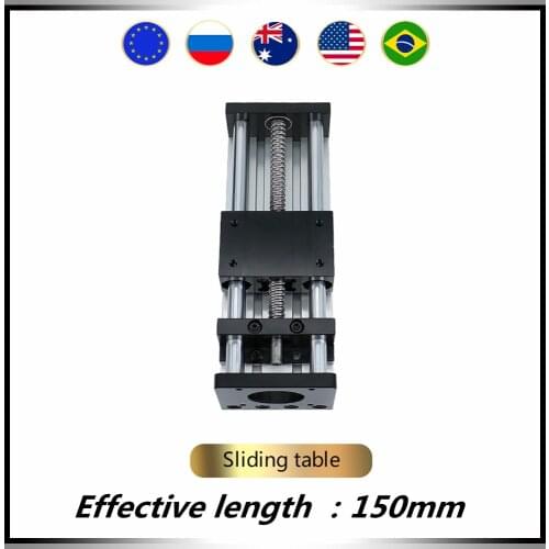 Effective travel 150mm sliding table load 30kg 12mm linear shaft rail SFU1204 ball screw motion stage for cnc 3D printer
