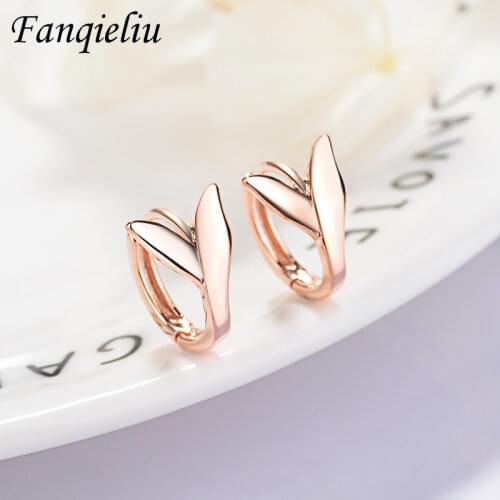 Fanqieliu Vintage Plant Leaf Small Hoop Earrings Girl Charms 925 Sterling Silver Hoops For Women FQL20420