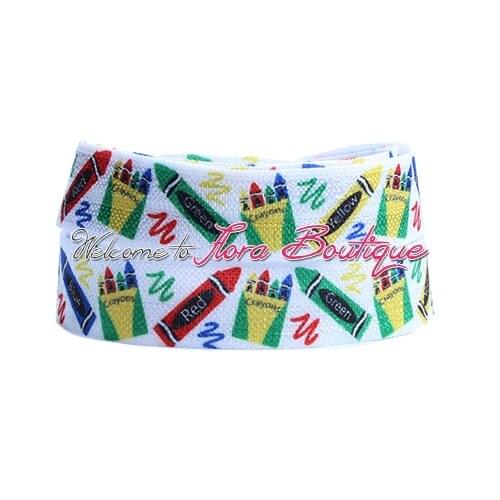 FLRA ElasticNew arrival US style back to school printing fold over elastic for kids hair accessory
