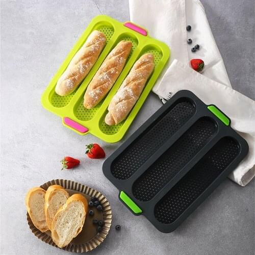 French Bread Mold For Baking Bread Wave Baking Tray Practical Cake Pan Baguette Mold 3 Groove Silicone Waves Bread Baking Tool