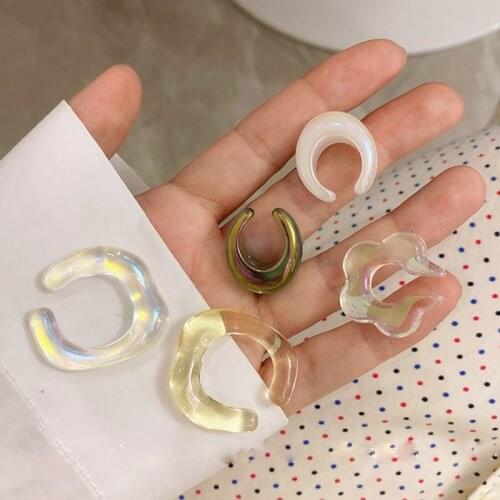 Goth Transparent Resin Ear Cuff Fake Piercing Clip on Earrings for Women 2021 New Fashion Clips Jewelry