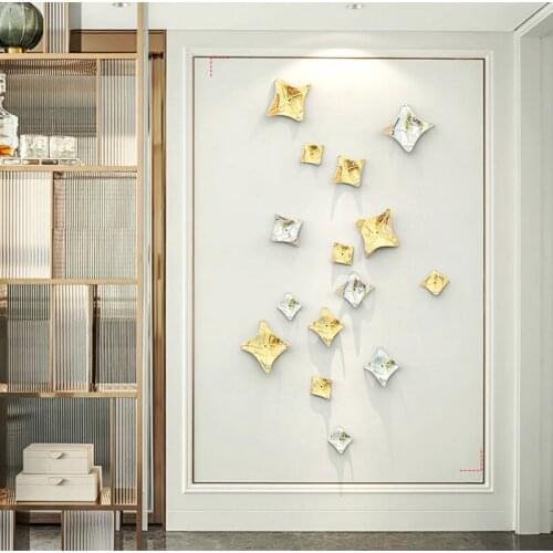 Indoor Home Background Wall Decoration Silver Gold Abstract Starfish Pendant Mediterranean-Style Wall Decoration Sea Beach Mural