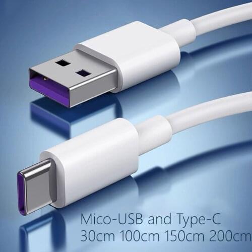 5A 1m USB Type C Cable Micro USB Cable Fast Charging Mobile Phone Android Charger Type-C Data Cord For Huawei P40 Mate 30 Xiaomi