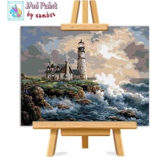 Sea lighthouse Picture DIY Painting By Numbers Colouring Zero Basis HandPainted Oil Painting Unique Gift Home Decor
