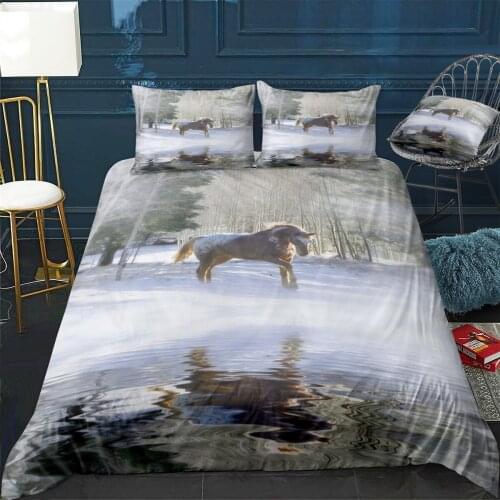 Appaloosa In the Snow Quilt Cover Pillowcase 3Piece Comforter Bedding Set With Pillow Case Single Double Duvet Cover Home Decora