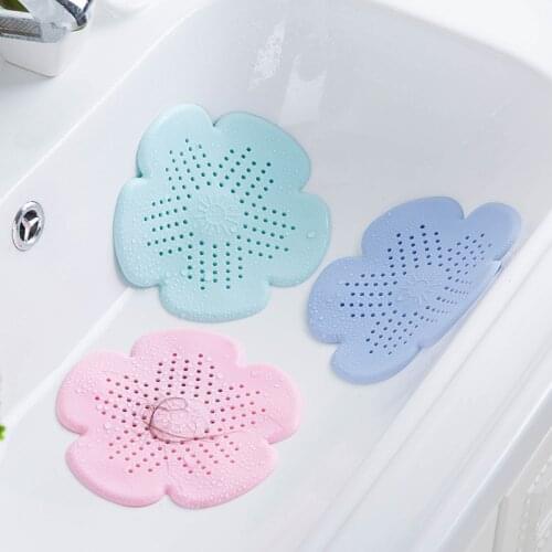 Kitchen silicone Cherry blossoms Shape sink filter bathroom sucker floor drains shower hair sewer filter colanders strainer