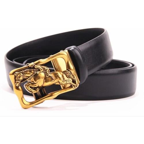 Fashion Mens Automatic Comfort Belt Jeans Mens Luxury Real Leather Non-porous Belt Adjustable Belt Retro Men